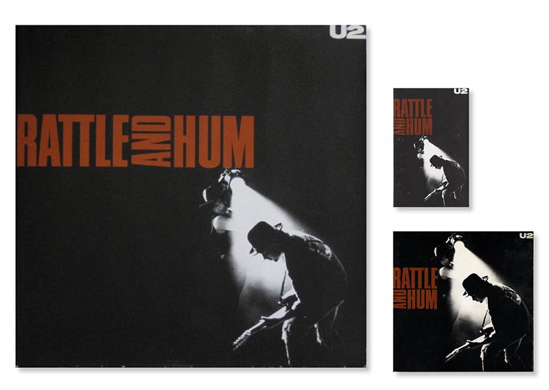 Vinyl, CD and Cassette covers for Rattle and Hum by U2